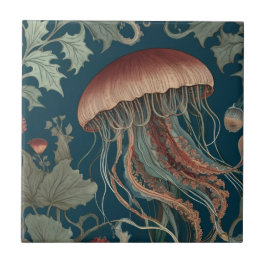 Kwallen William Morris stijl Zee Ocean Marine Tegeltje