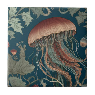 Kwallen William Morris stijl Zee Ocean Marine Tegeltje