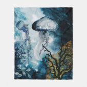 Kwallen, zee met gouden accenten fleece deken (Voorkant)