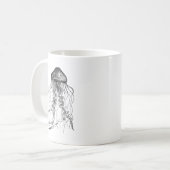 Kwallen Zwart en Wit Potlood Tekening Schets Koffiemok (Voorkant links)