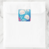 Kwallenvriendjes Avontuur Vierkante Sticker (Tas)