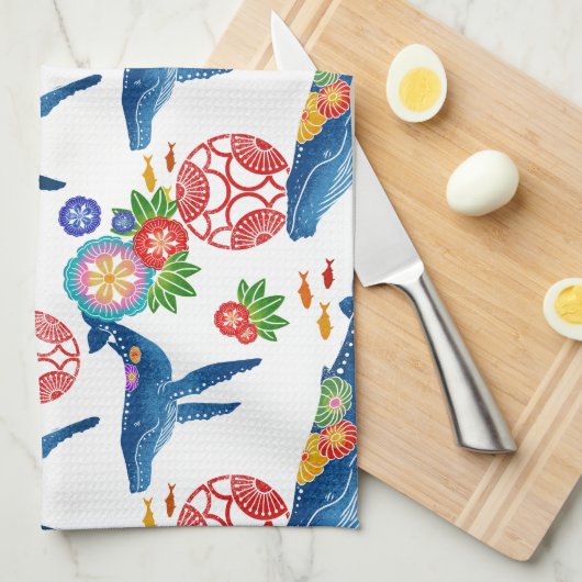 Kwalvispatroon van de soort Okianawan bingata Theedoek (Quarter Fold)