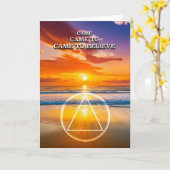 Kwam om te geloven een slogan strand bij zonsopgan kaart (Gele Bloem)