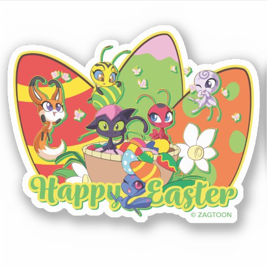 Kwamis Gelukkig Pasen Sticker (Voorkant)