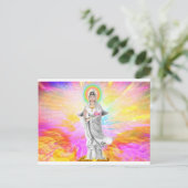 Kwan Yin de godin van compassie met roze Briefkaart (Staand voorkant)