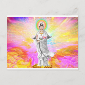Kwan Yin de godin van compassie met roze Briefkaart