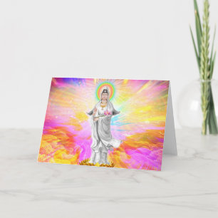 Kwan Yin de godin van compassie met roze Kaart