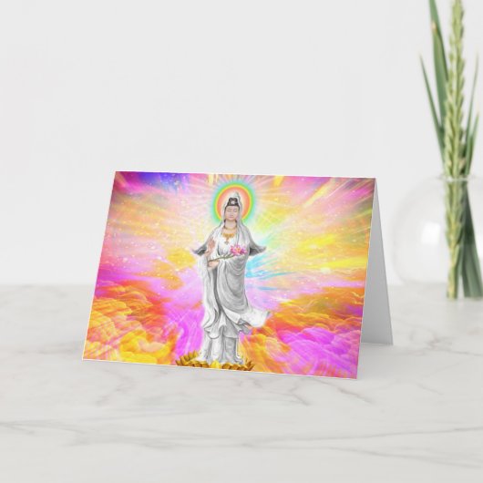 Kwan Yin de godin van compassie met roze Kaart (Voorkant)