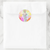 Kwan Yin de godin van compassie met roze Ronde Sticker (Tas)