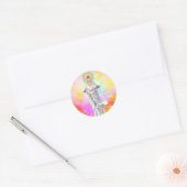 Kwan Yin de godin van compassie met roze Ronde Sticker (Envelop)