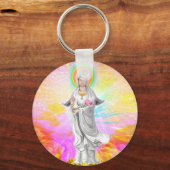 Kwan Yin de godin van compassie met roze Sleutelhanger (Voorkant)
