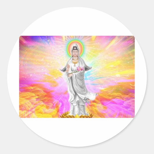 Kwan Yin The Goddess of Compassion Ronde Sticker (Voorkant)