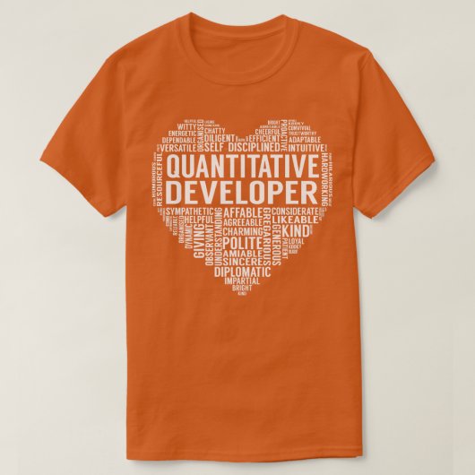 Kwantitatief ontwikkelaarshart t-shirt (Design voorkant)