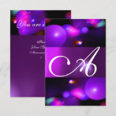 KWANTUM BEL MONOGRAM paars rsvp Kaart (Voorkant / Achterkant)