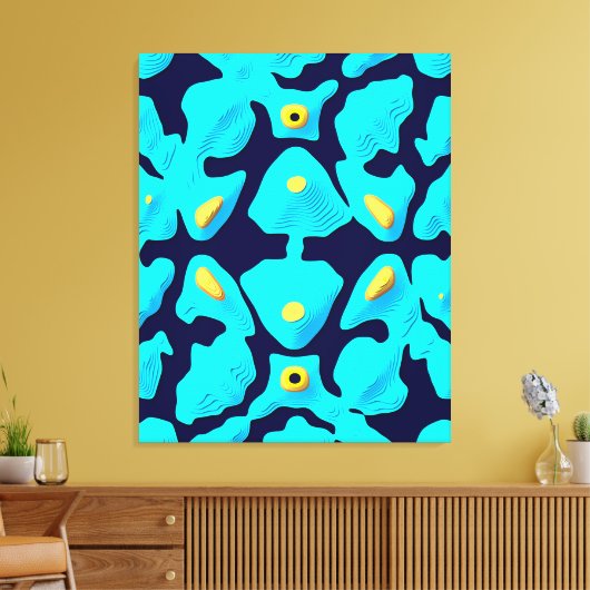 Kwantum Bloemmotief Ontwerp  Canvas Afdruk (Insitu (Woonkamer))