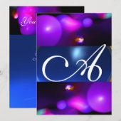 KWANTUM BUBBEL MONOGRAM paars blauw Kaart (Voorkant / Achterkant)