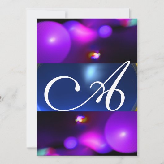 KWANTUM BUBBEL MONOGRAM paars blauw Kaart (Voorkant)