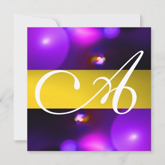 KWANTUM BUBBEL MONOGRAM paars geel Kaart (Voorkant)