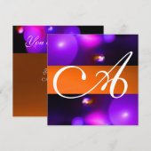 KWANTUM BUBBEL MONOGRAM paars oranje Kaart (Voorkant / Achterkant)