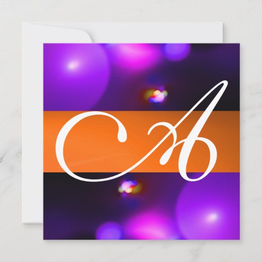 KWANTUM BUBBEL MONOGRAM paars oranje Kaart (Voorkant)