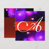 KWANTUM BUBBEL MONOGRAM paars rood Kaart (Voorkant / Achterkant)