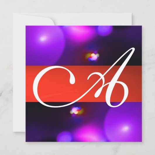 KWANTUM BUBBEL MONOGRAM paars rood Kaart (Voorkant)