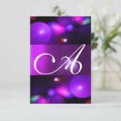 KWANTUM BUBBEL MONOGRAM paars rsvp Kaart (Staand voorkant)