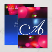 KWANTUM BUBBEL MONOGRAM rood blauw Kaart (Voorkant / Achterkant)
