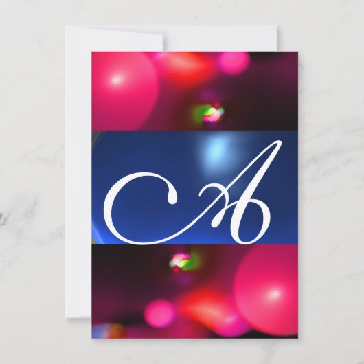 KWANTUM BUBBEL MONOGRAM rood blauw Kaart (Voorkant)