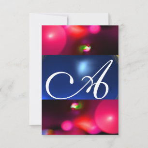 KWANTUM BUBBEL MONOGRAM rood blauw rsvp Kaart