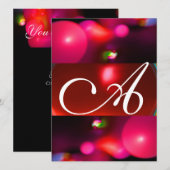 KWANTUM BUBBEL MONOGRAM rood zwart roze Kaart (Voorkant / Achterkant)