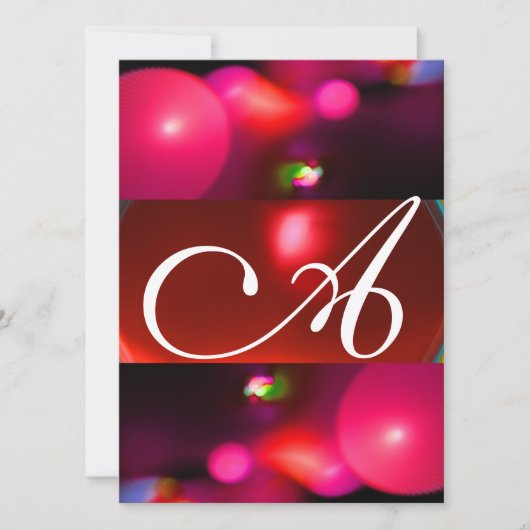 KWANTUM BUBBEL MONOGRAM rood zwart roze Kaart (Voorkant)