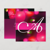 KWANTUM BUBBEL MONOGRAM roze rood Kaart (Voorkant / Achterkant)