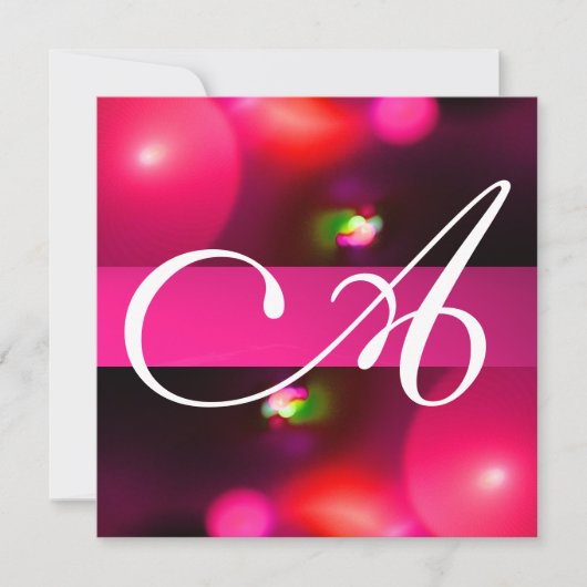 KWANTUM BUBBEL MONOGRAM roze rood Kaart (Voorkant)
