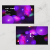 KWANTUM BUBBLES 2 MONOGRAM Levendig zwart paars Visitekaartje (Voorkant / Achterkant)