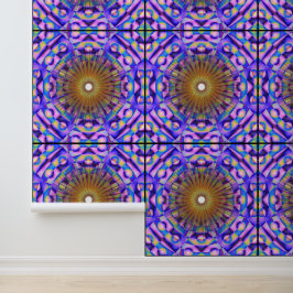 Kwantum Kleurrijk Bloemig Mandala Kunstpatroon  Behang