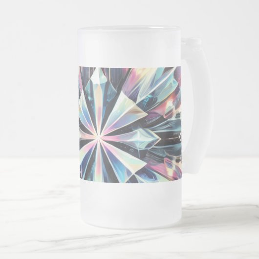 Kwantumvers - Prismatisch Starburst Glas Matglas Bierpul (Voorkant rechts)