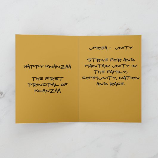 kwanza-kaart, Umoja Unity Feestdagen Kaart (Binnen)