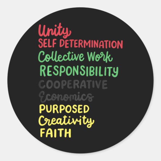 Kwanzaa 7 principes Afro-Amerikaanse zwarte trots Ronde Sticker (Voorkant)