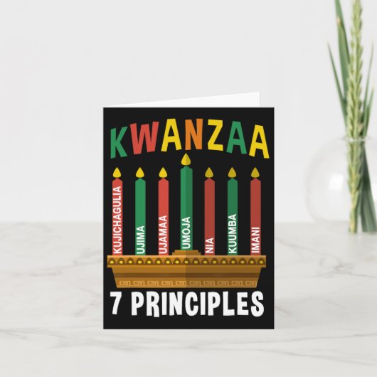 Kwanzaa 7 Principes Kaarsen Kinara Pan Afrikanen P Kaart (Voorkant)