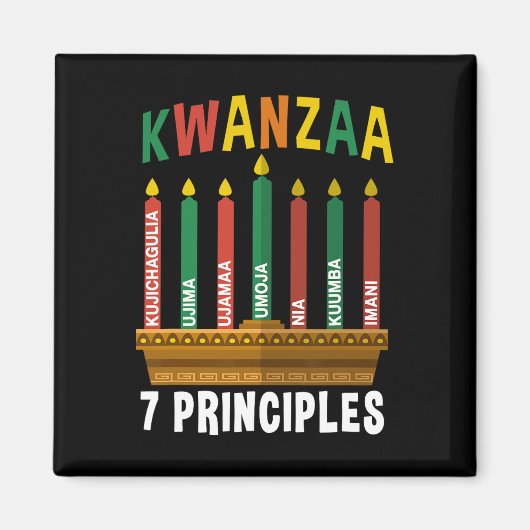 Kwanzaa 7 Principes Kaarsen Kinara Pan Afrikanen P Magneet (Voorkant)
