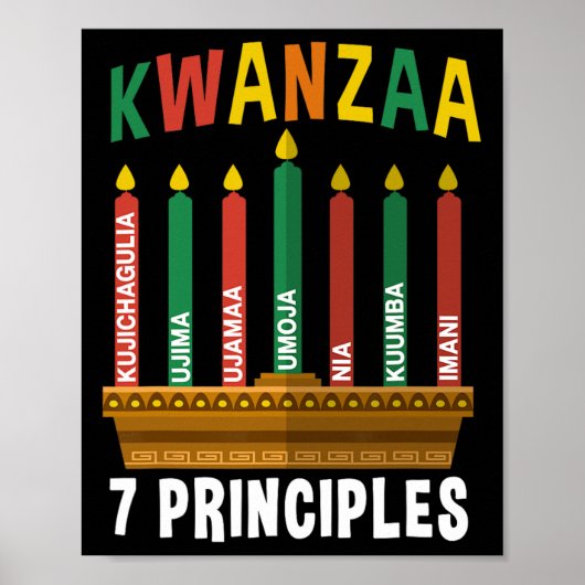 Kwanzaa 7 Principes Kaarsen Kinara Pan Afrikanen P Poster (Voorkant)