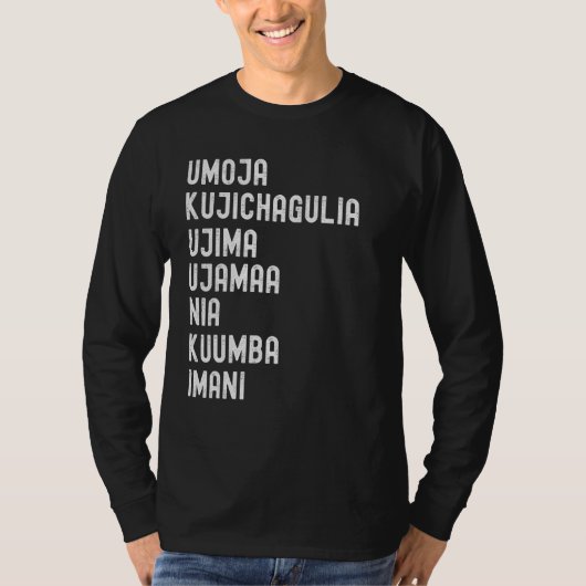 Kwanzaa 7 Principles Umoja Kujichagulia Ujima Ujam T-shirt (Voorkant)