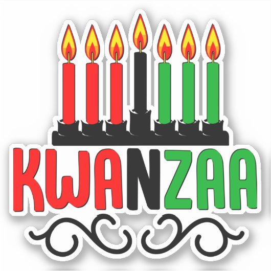 Kwanzaa 7Candles, Kiss Cut Sticker (Voorkant)