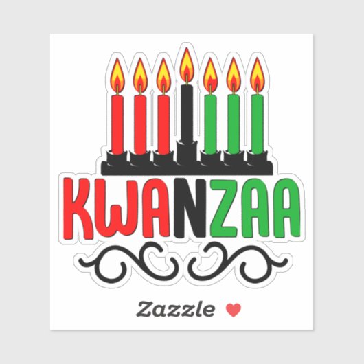 Kwanzaa 7Candles, Kiss Cut Sticker (Vel)