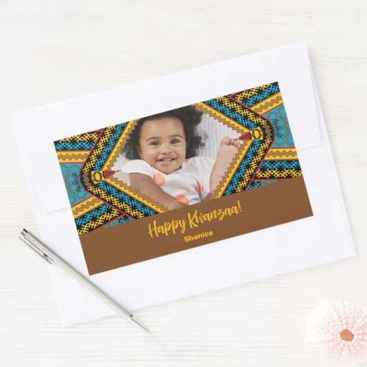 Kwanzaa Aangepast, helder gekleurd diamantpatroon Rechthoekige Sticker (Envelop)