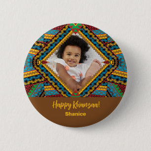 Kwanzaa Aangepast, helder gekleurd diamantpatroon Ronde Button 5,7 Cm