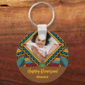 Kwanzaa Aangepast, helder gekleurd diamantpatroon Sleutelhanger (Achterkant)