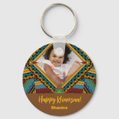 Kwanzaa Aangepast, helder gekleurd diamantpatroon Sleutelhanger (Achterkant)