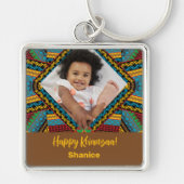 Kwanzaa Aangepast, helder gekleurd diamantpatroon Sleutelhanger (Voorkant)